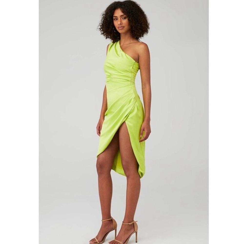 Elliatt Lime Green One Shoulder Cassini Dress Sz M
